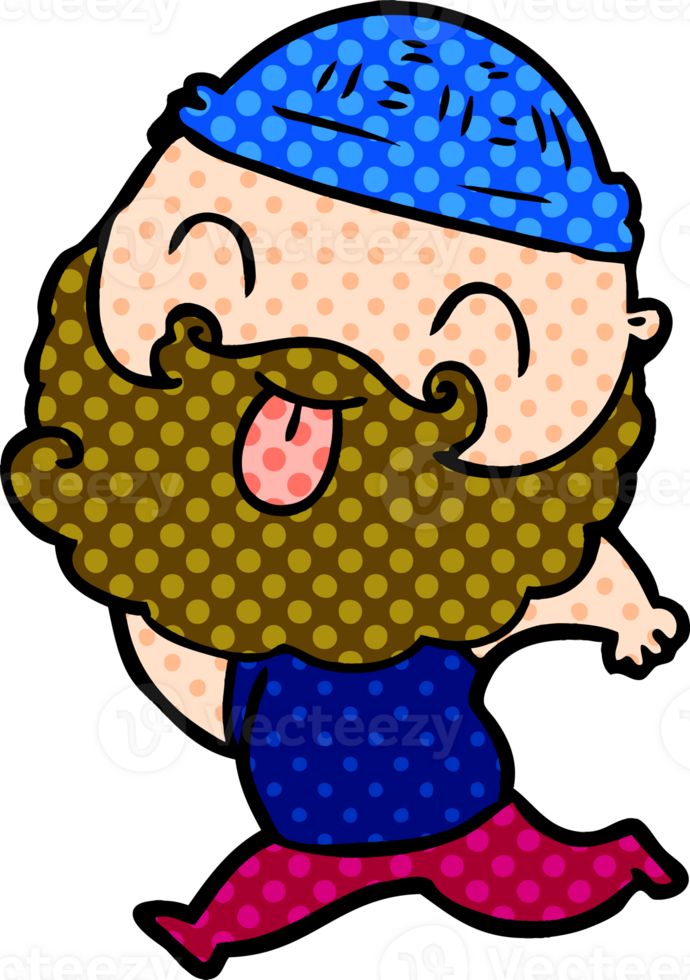 running man with beard sticking out tongue png