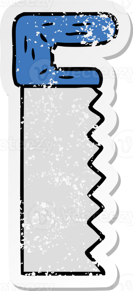 distressed sticker cartoon doodle of a metal saw png