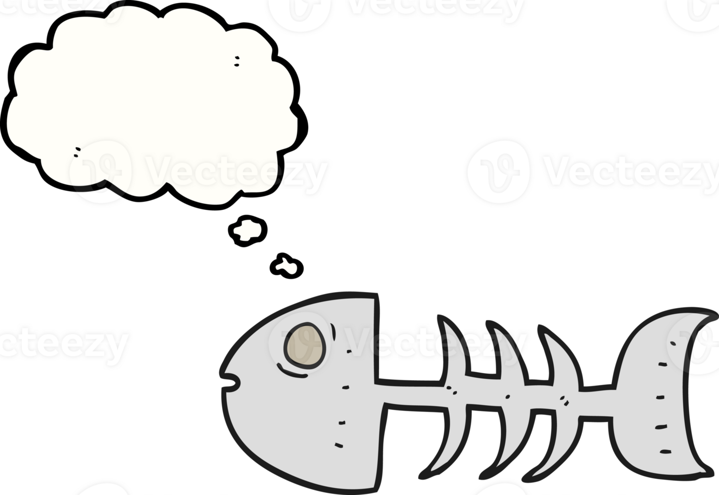 thought bubble cartoon fish bones png