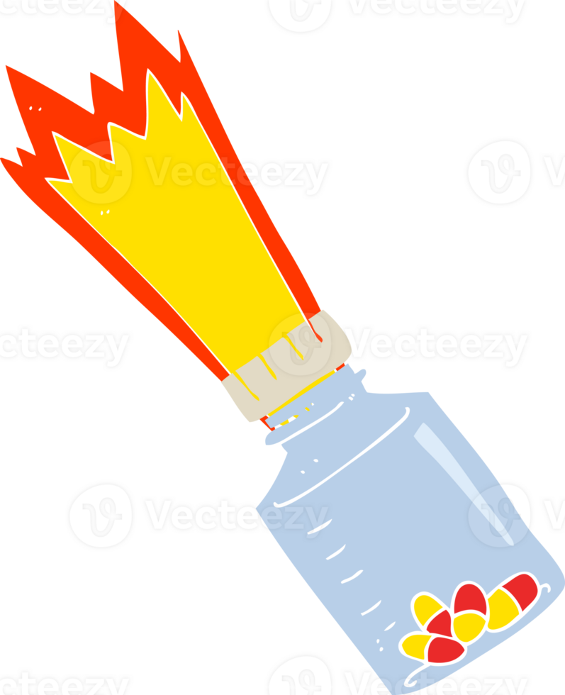 flat color illustration of a cartoon jar of pills png
