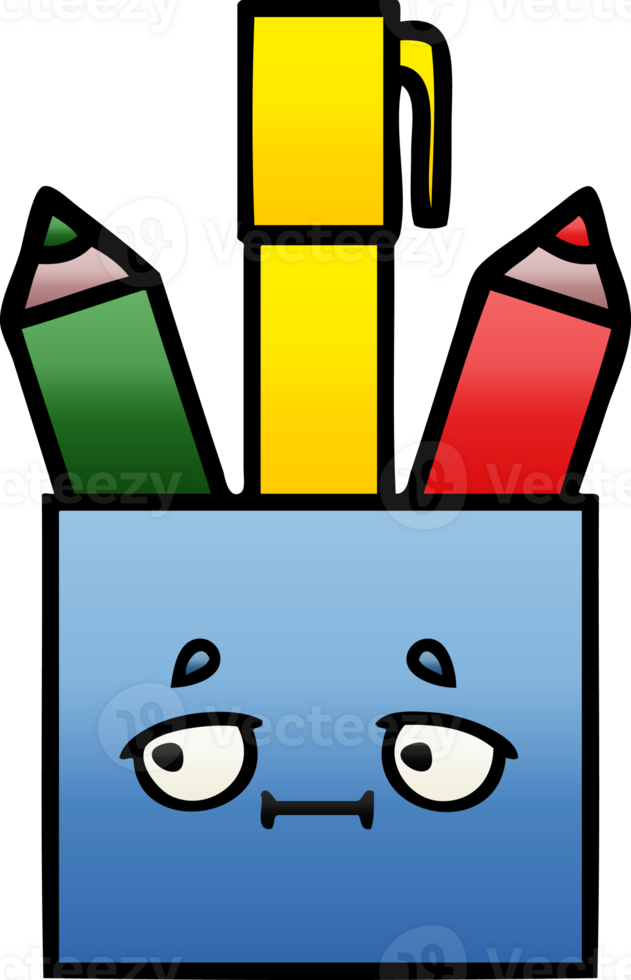 gradient shaded cartoon pencil pot png