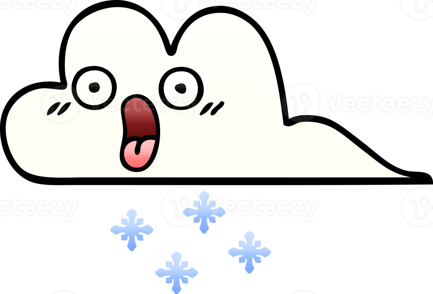 gradient shaded cartoon shocked snow cloud png