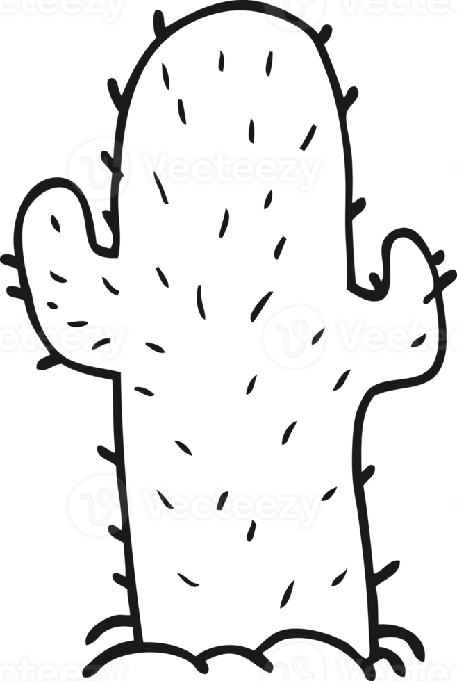 black and white cartoon cactus png