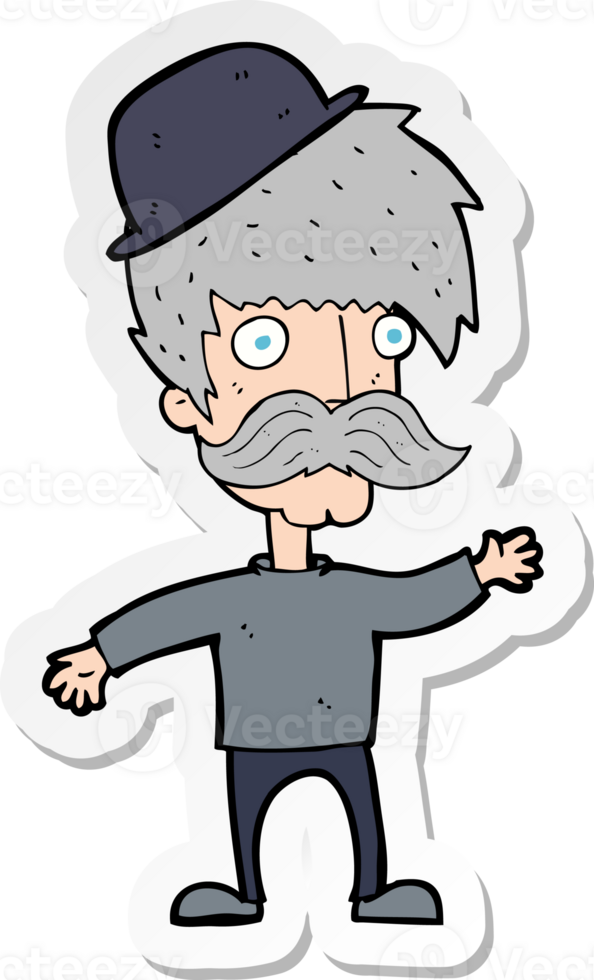 sticker of a cartoon man wearing bowler hat png