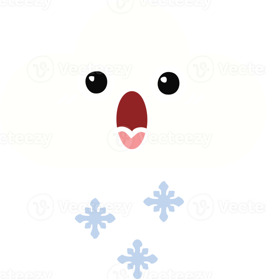 flat color retro cartoon snow cloud png