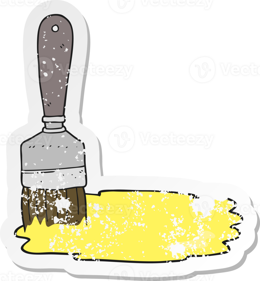 retro distressed sticker of a cartoon paint brush png