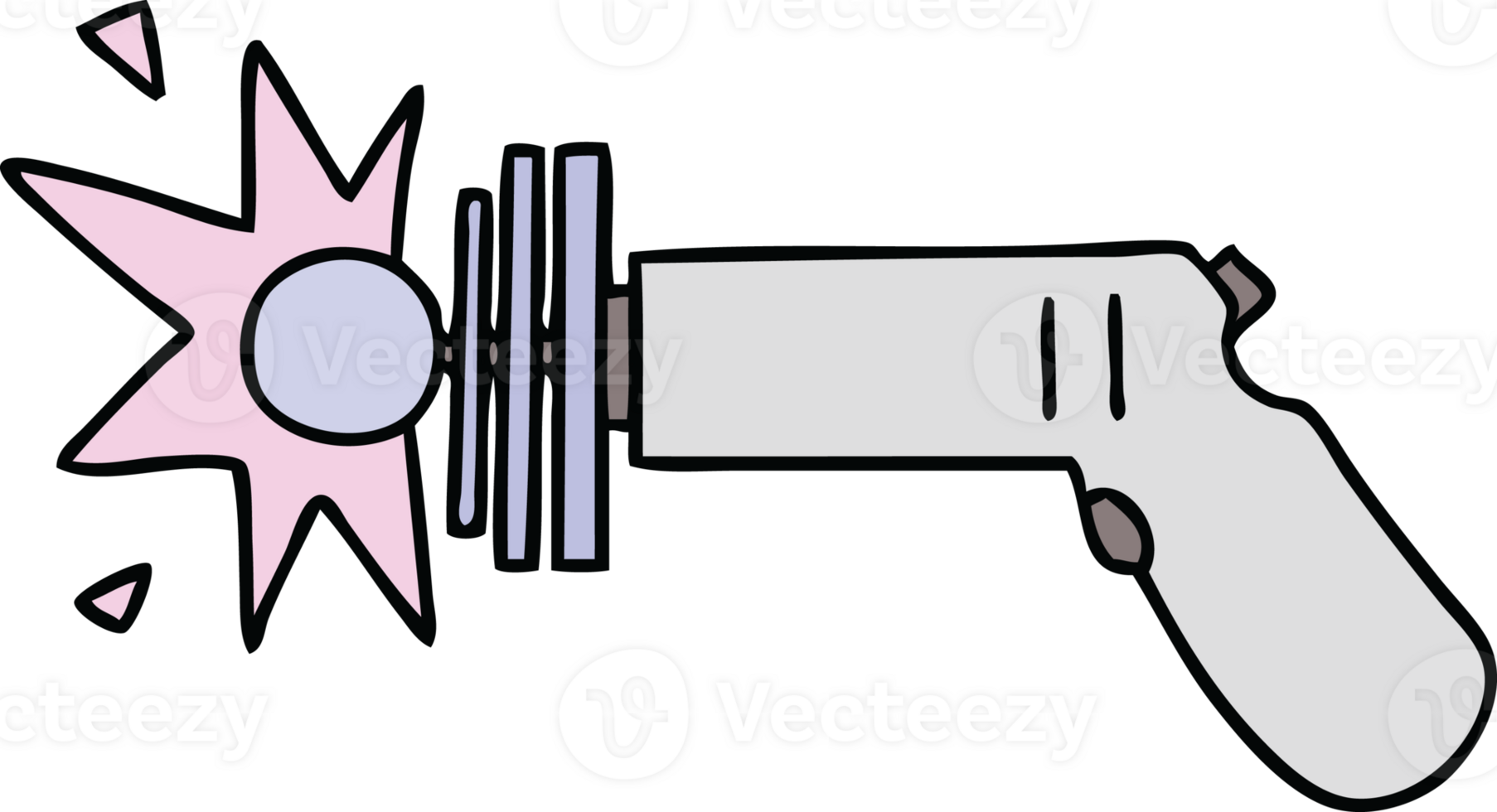 quirky hand drawn cartoon ray gun png