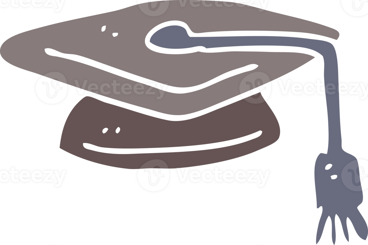 flat color illustration cartoon graduation hat png