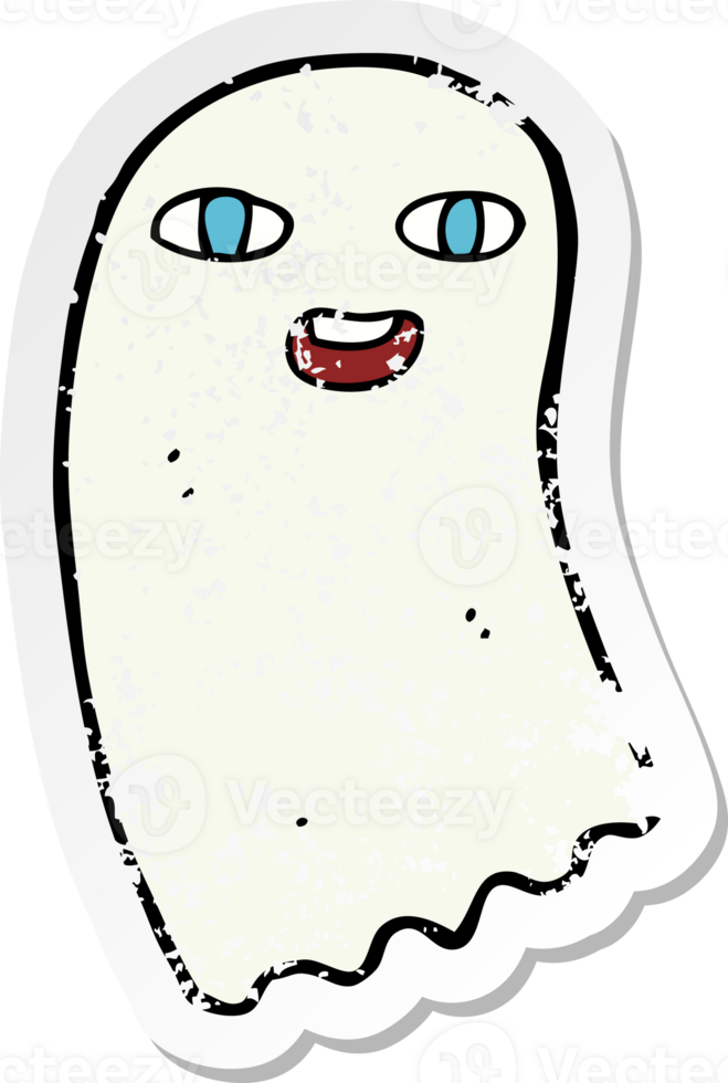 retro distressed sticker of a funny cartoon ghost png