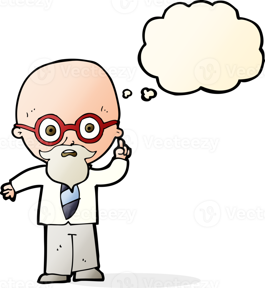 cartoon professor with thought bubble png