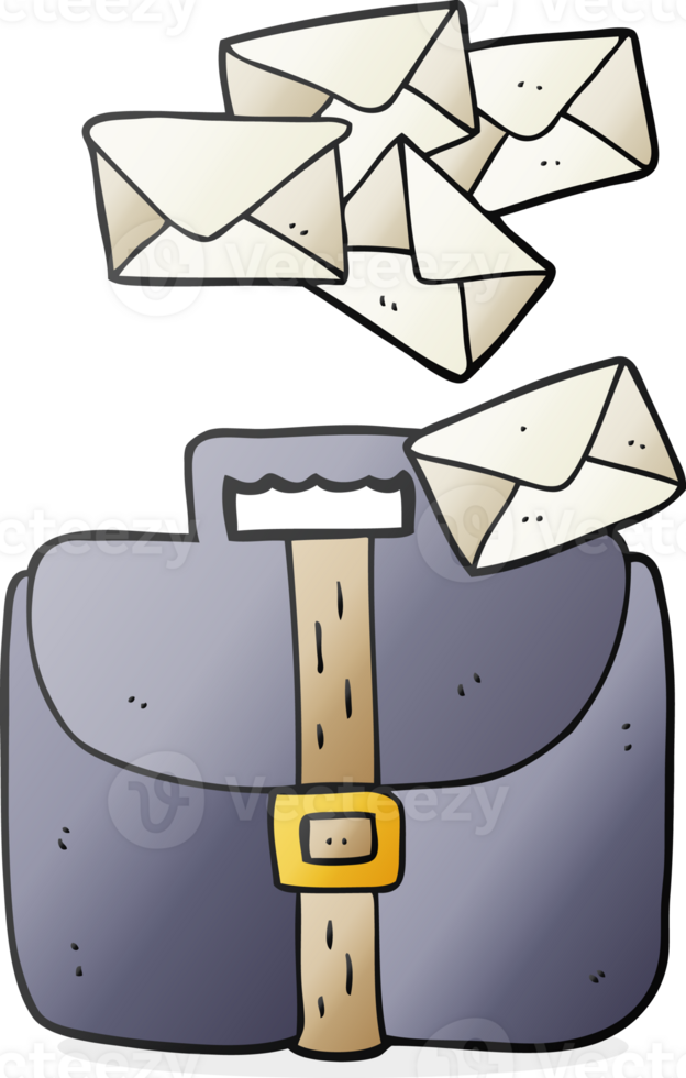 cartoon briefcase spilling letters png