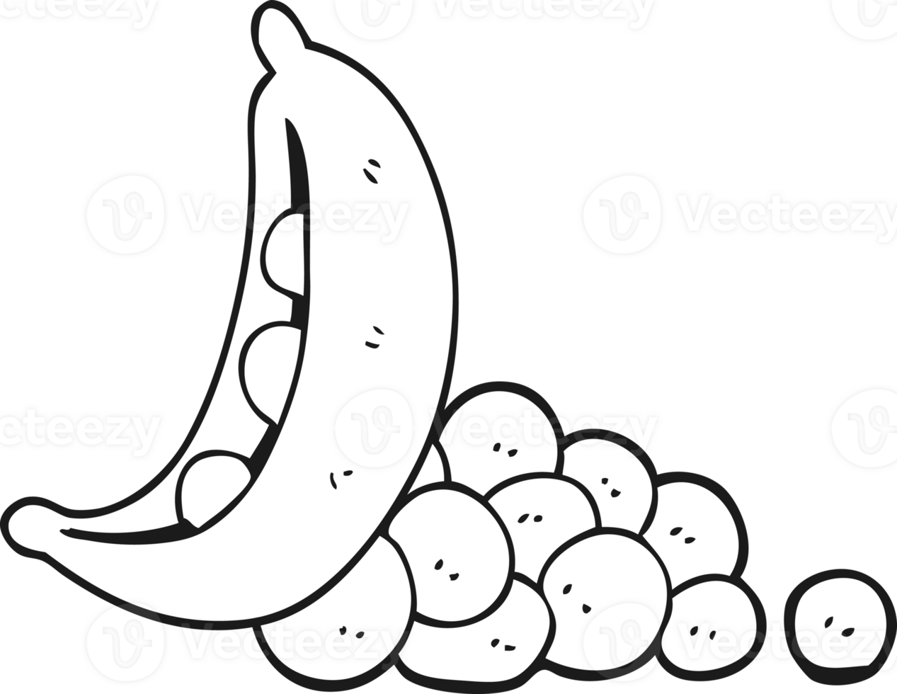 black and white cartoon peas in pod png