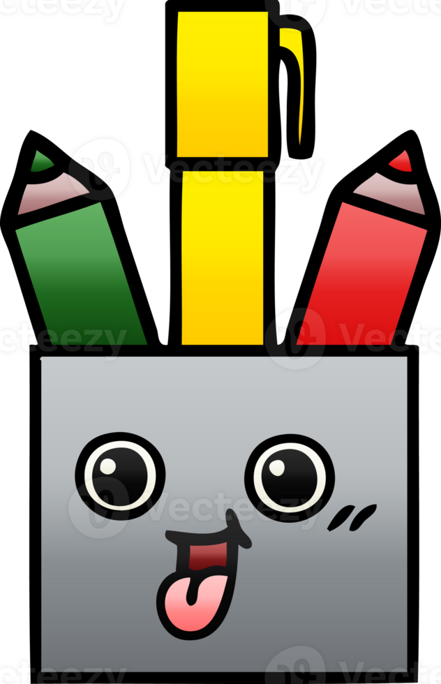 gradient shaded cartoon pencil pot png