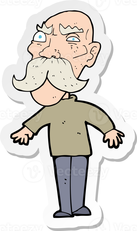 sticker of a cartoon angry old man png