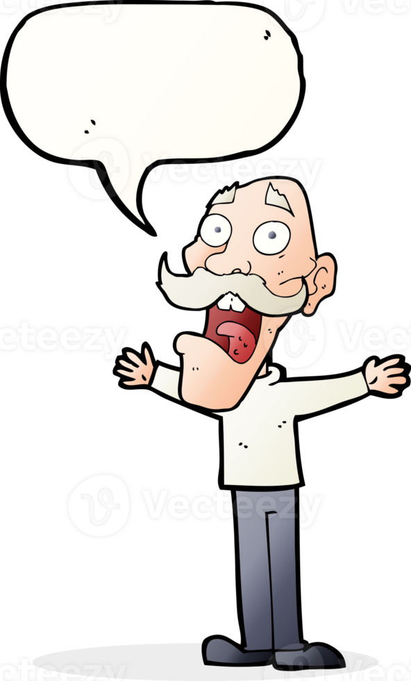 cartoon stressed old man with speech bubble png