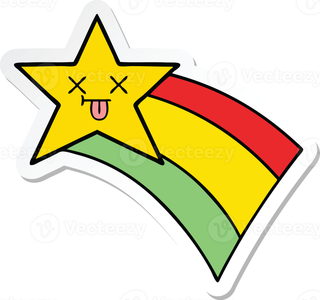 sticker of a cute cartoon shooting rainbow star png