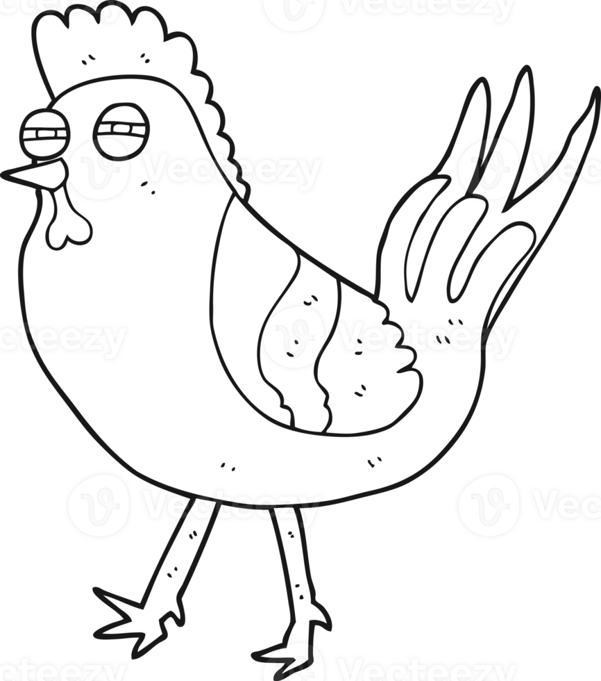 black and white cartoon chicken png