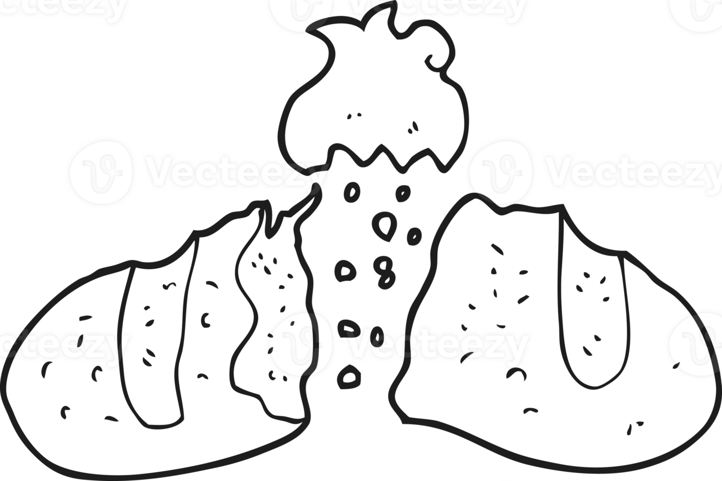 black and white cartoon loaf of bread png