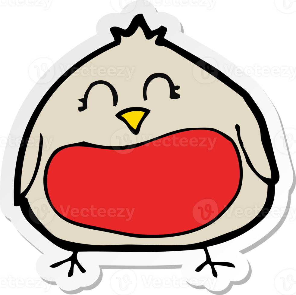 sticker of a funny cartoon christmas robin png