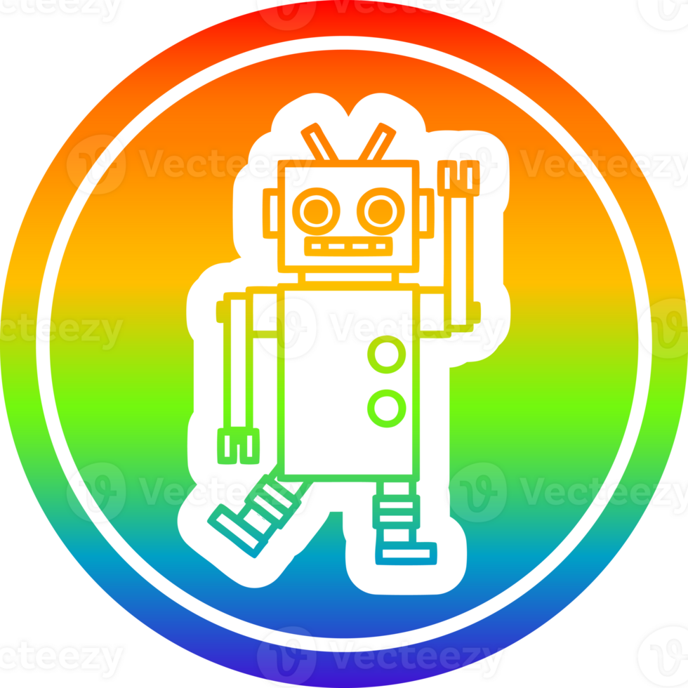 dancing robot circular in rainbow spectrum png