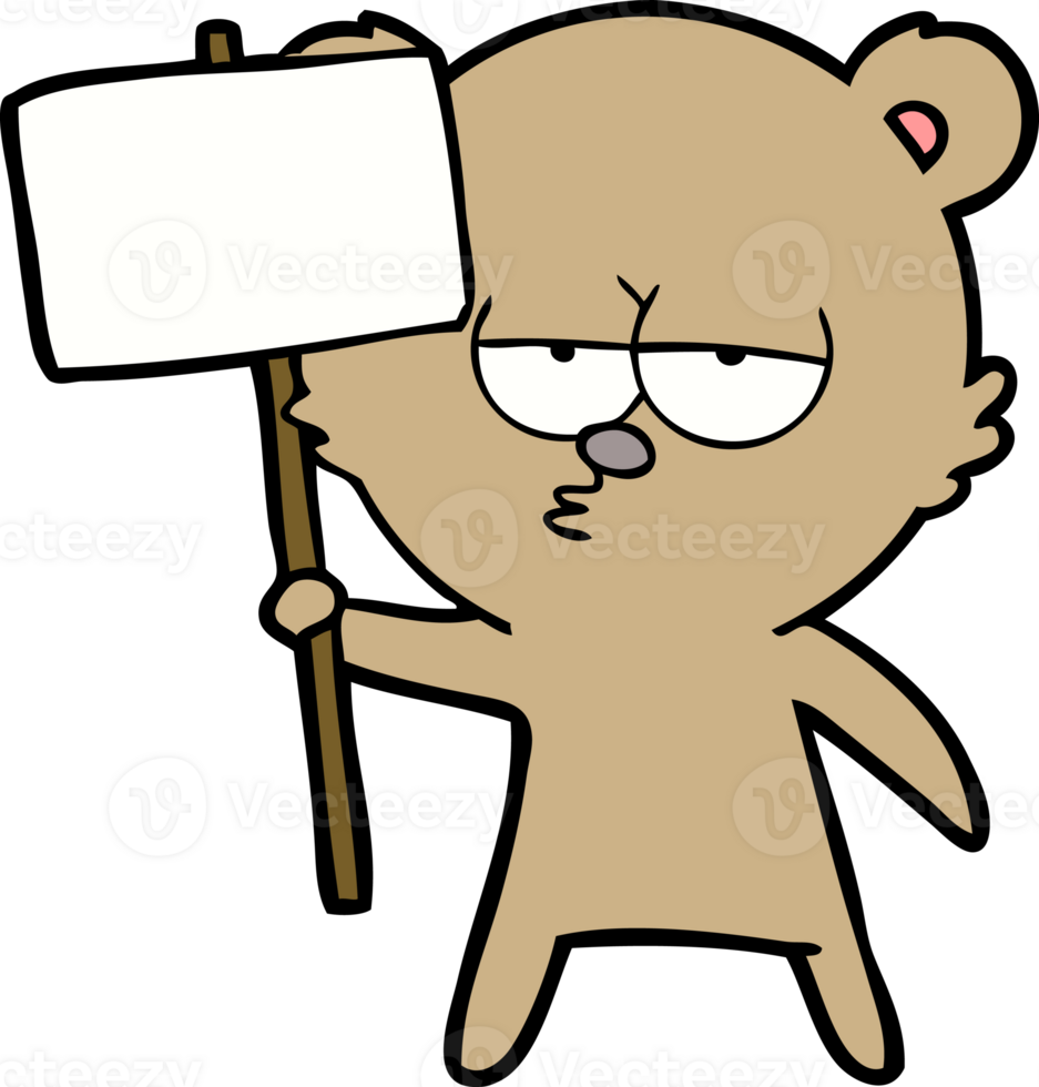 bear cartoon chraracter with protest sign png