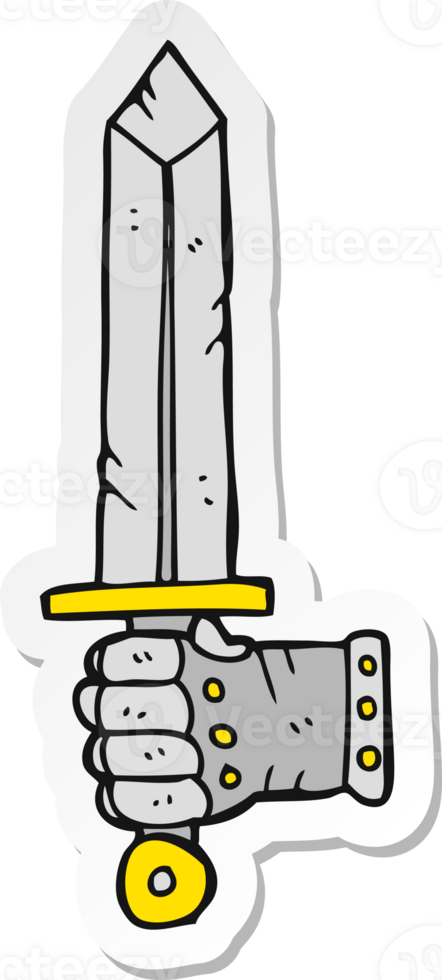 sticker of a cartoon hand holding sword png