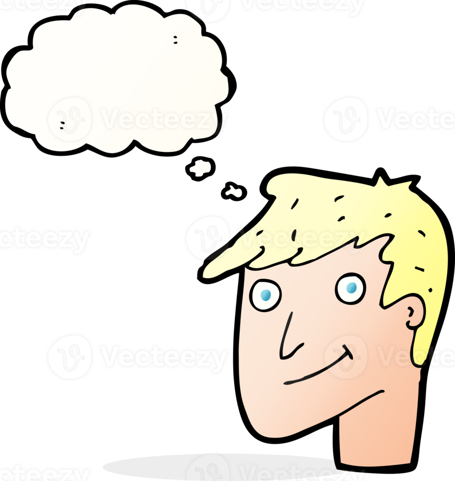 cartoon happy man with thought bubble png