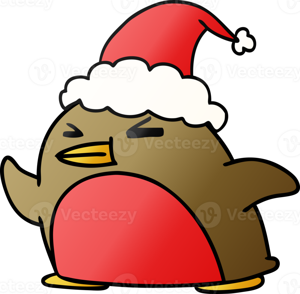 christmas gradient cartoon of kawaii robin png