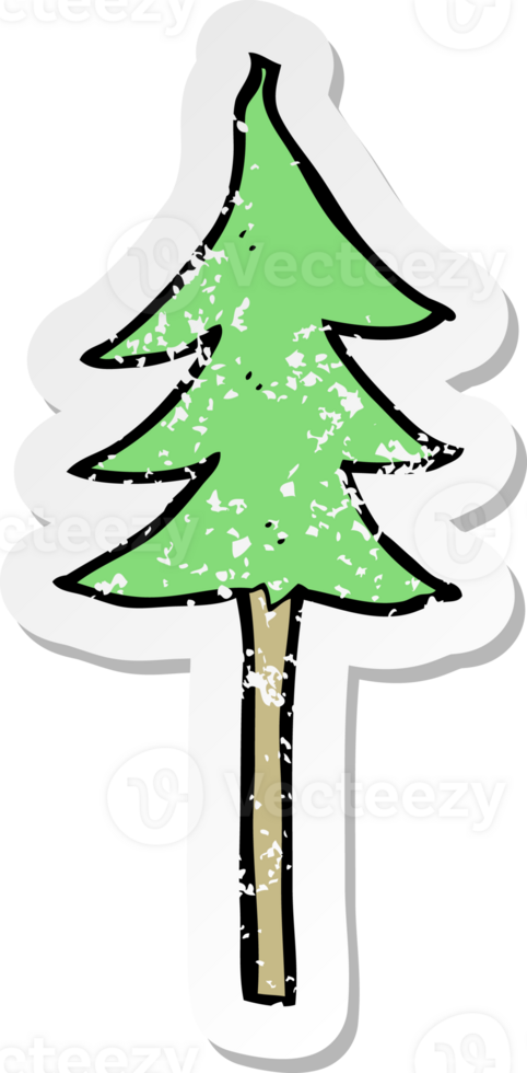 retro distressed sticker of a cartoon tree symbol png