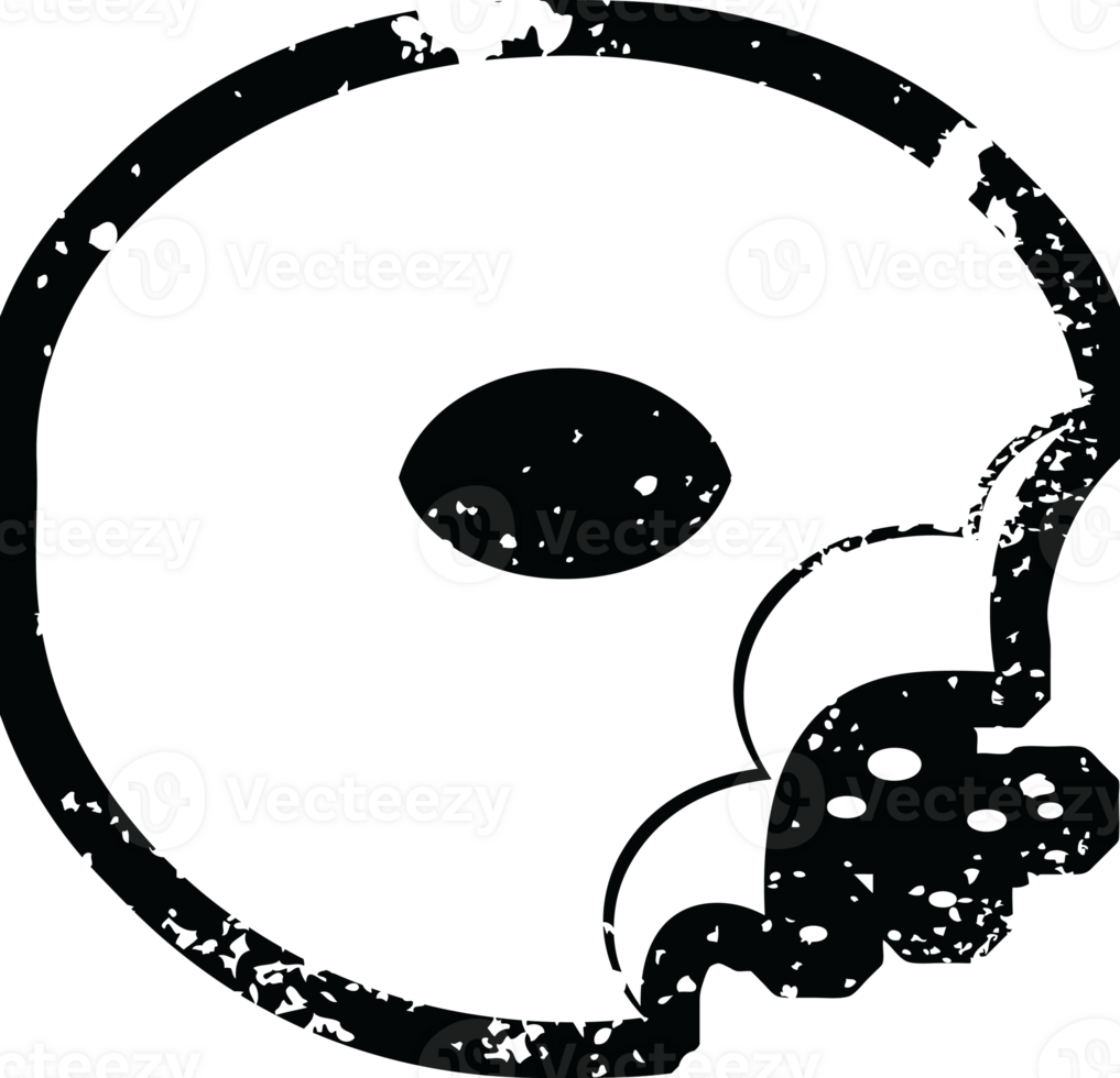 Distressed effect bitten donut graphic icon png