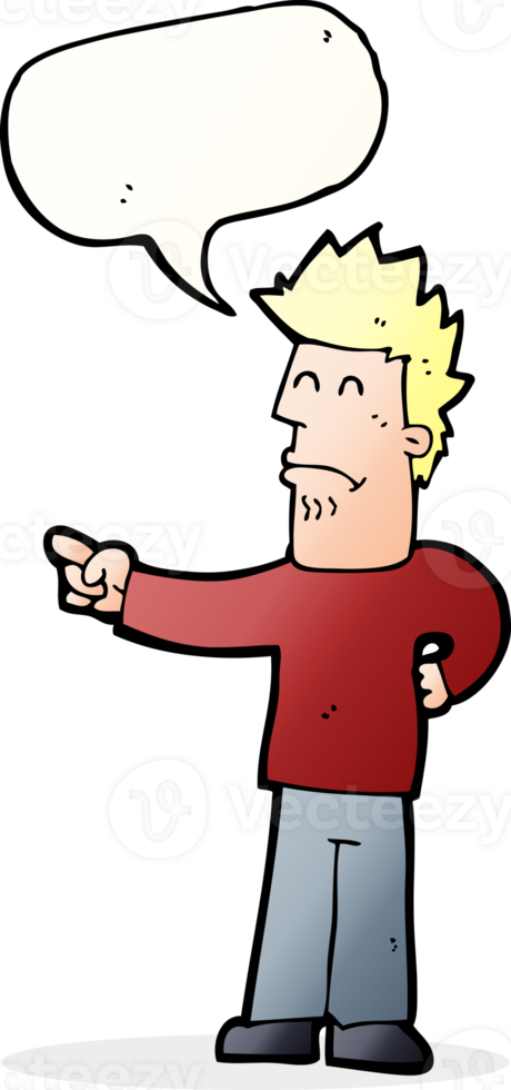 cartoon man pointing with speech bubble png