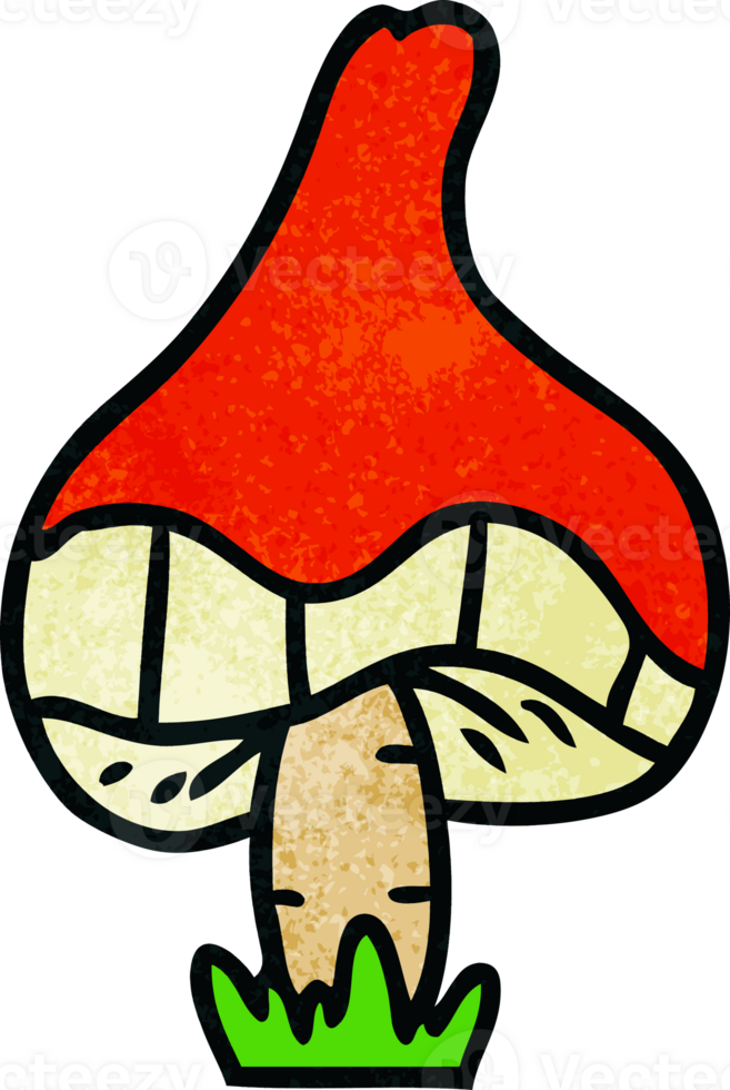 textured cartoon doodle of a single mushroom png