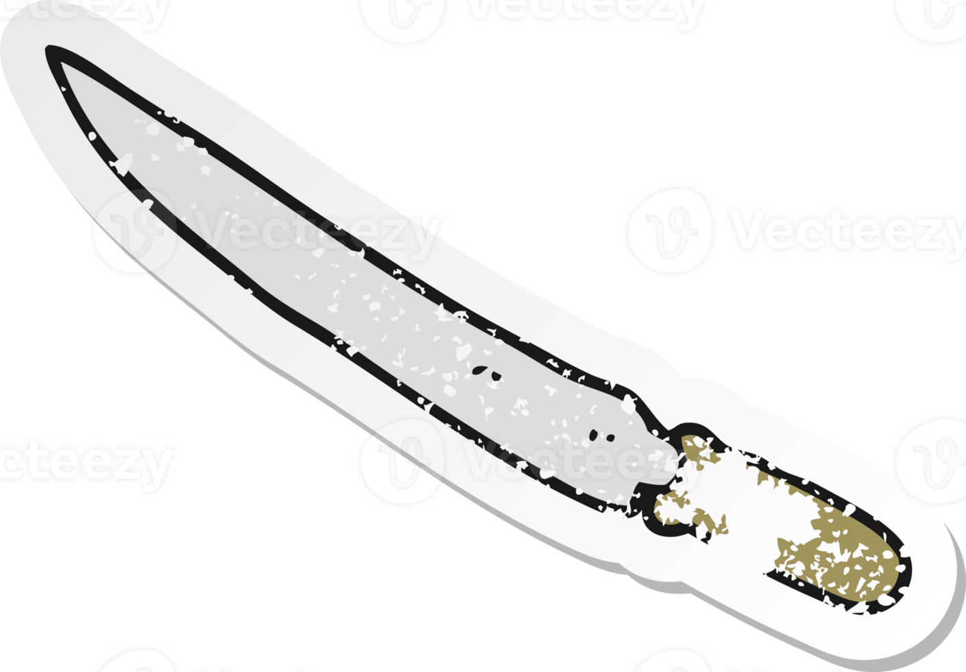 retro distressed sticker of a cartoon kitchen knife png
