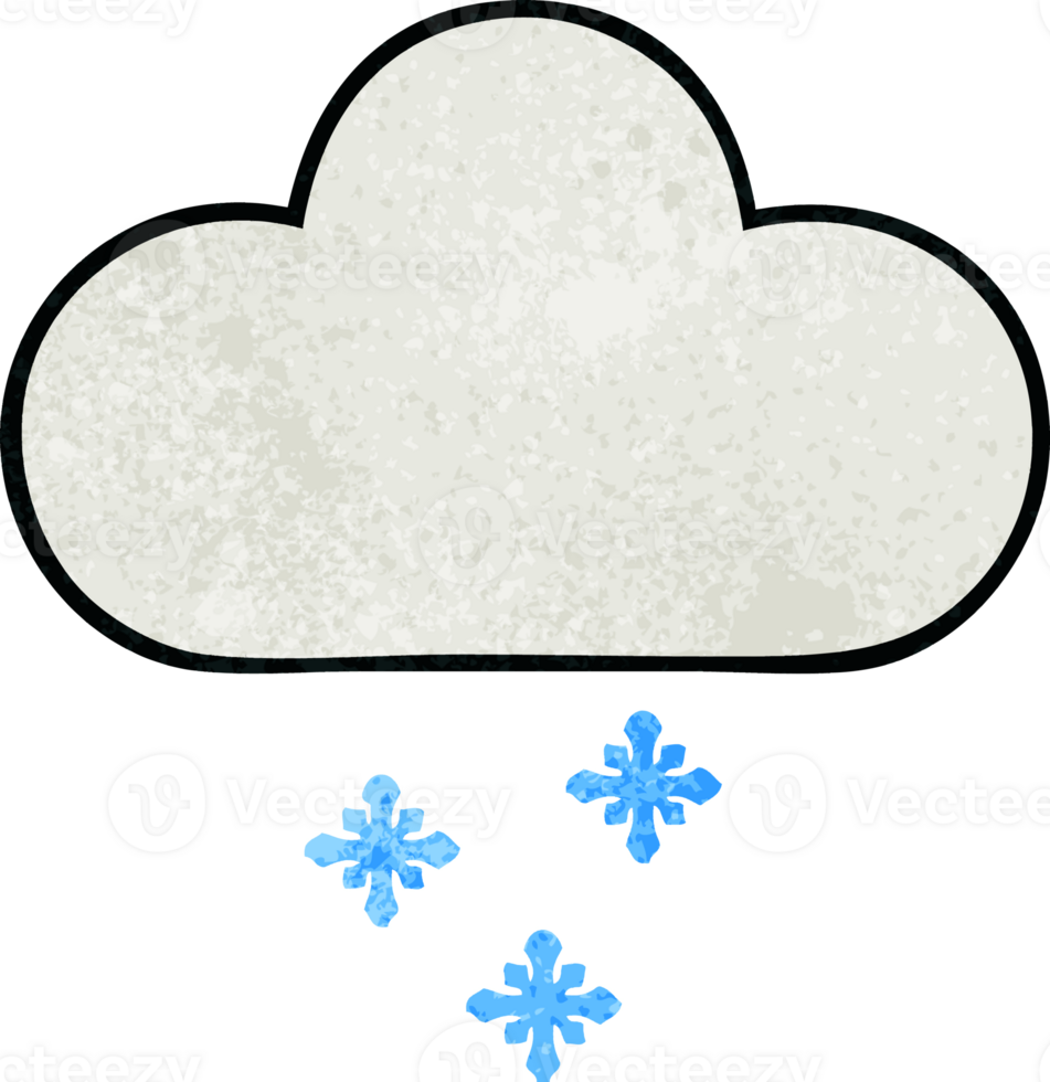 retro grunge texture cartoon snow cloud png