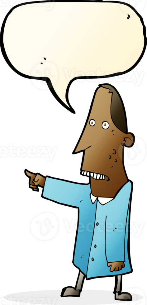 cartoon ugly man pointing with speech bubble png