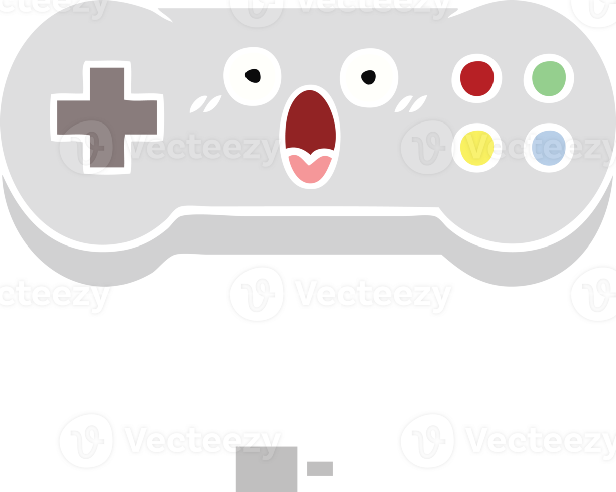 flat color retro cartoon game controller png