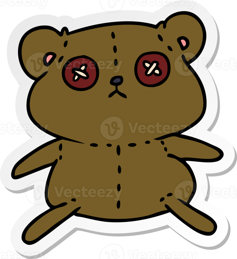 sticker cartoon of a cute stiched up teddy bear png