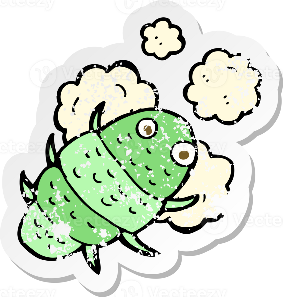 retro distressed sticker of a cartoon bug png