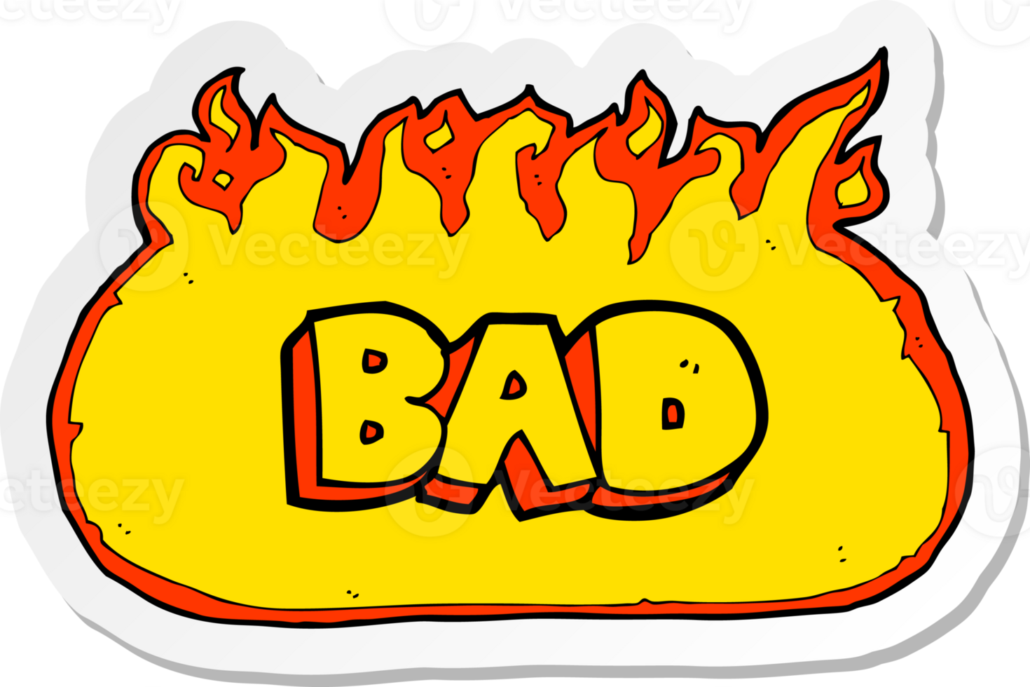 sticker of a flaming bad sign png