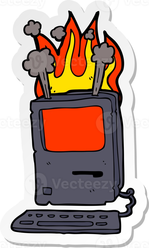 sticker of a cartoon old computer png