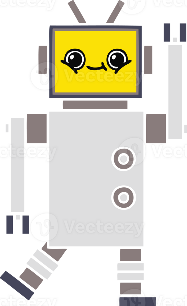 flat color retro cartoon robot png