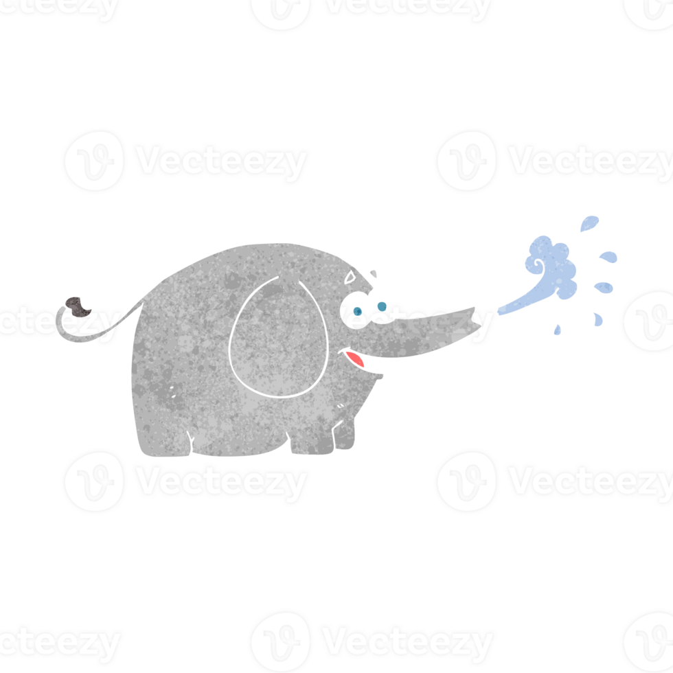 retro cartoon elephant squirting water png