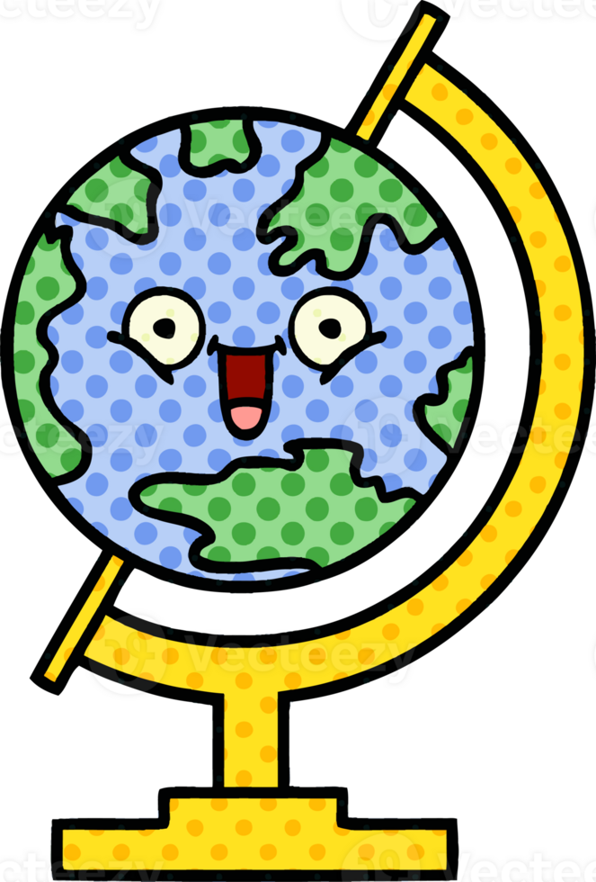 comic book style cartoon globe of the world png