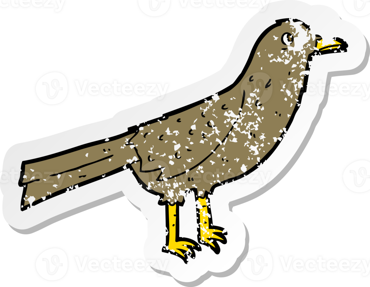 retro distressed sticker of a cartoon bird png
