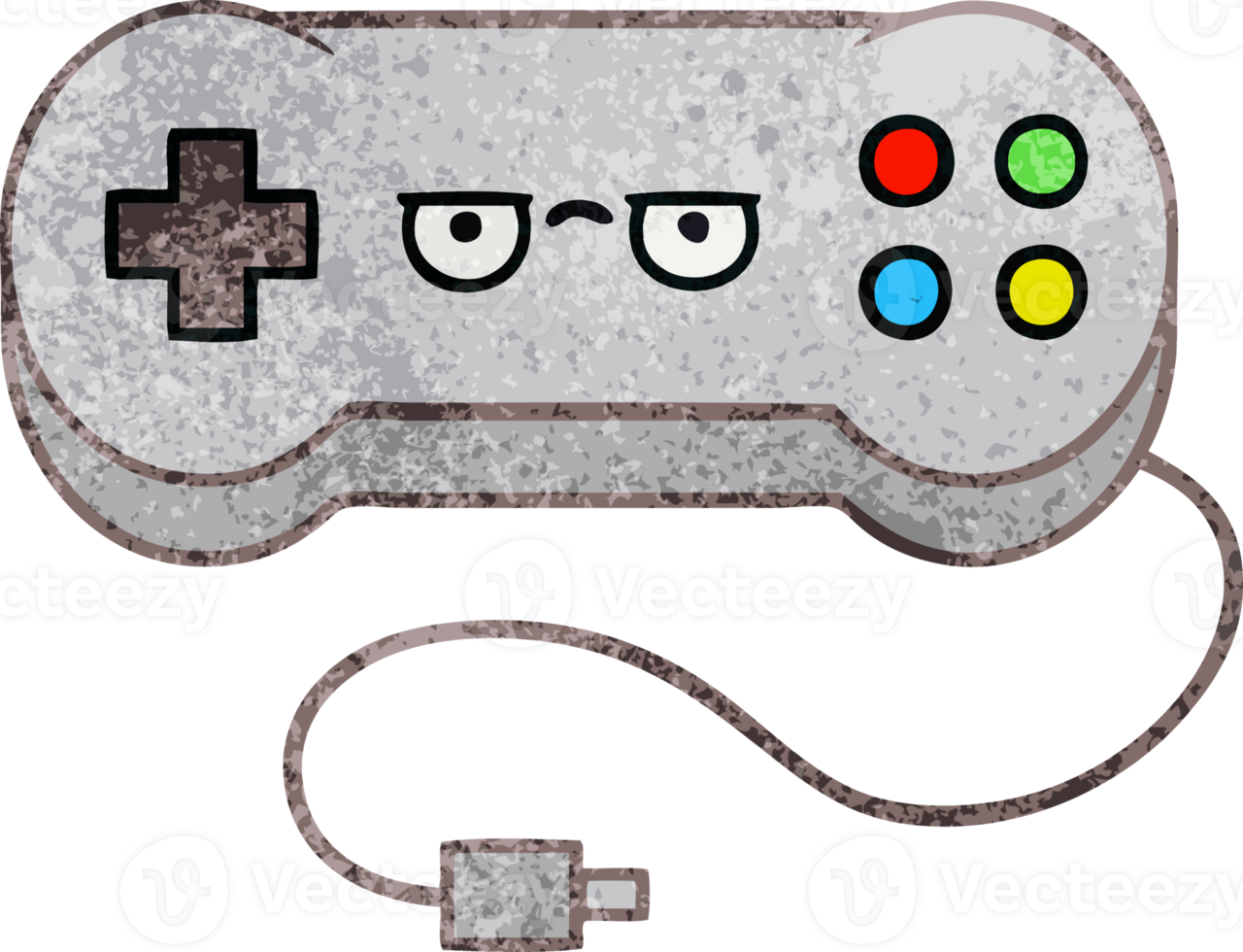 retro grunge texture cartoon game controller png