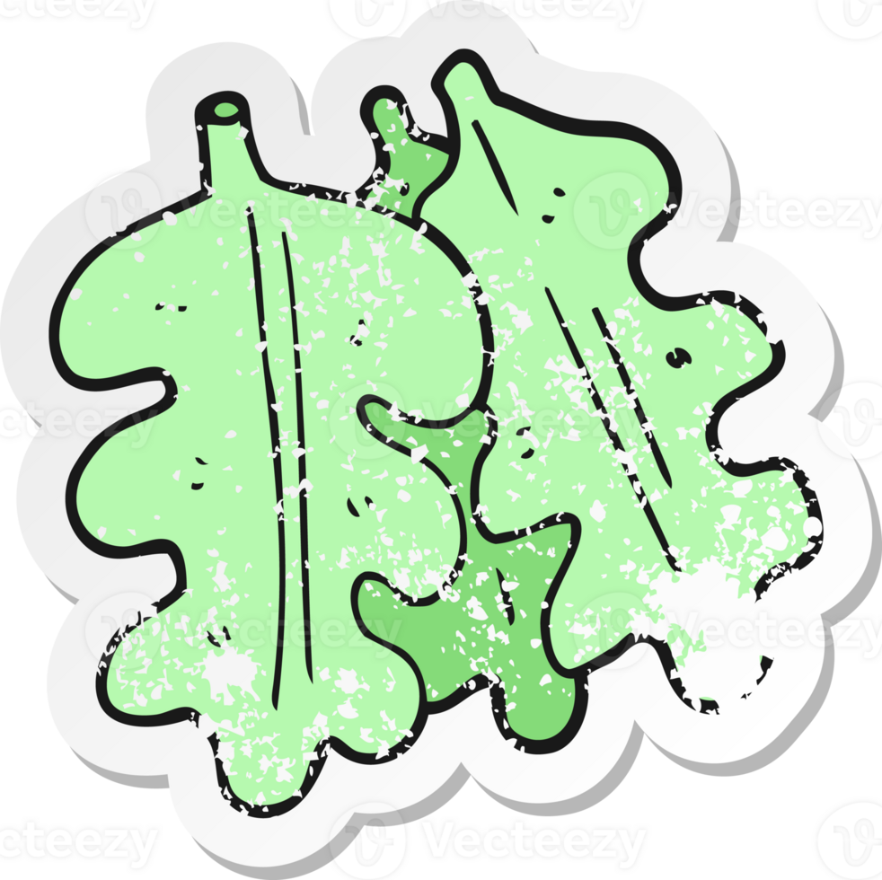 retro distressed sticker of a cartoon oak leaves png