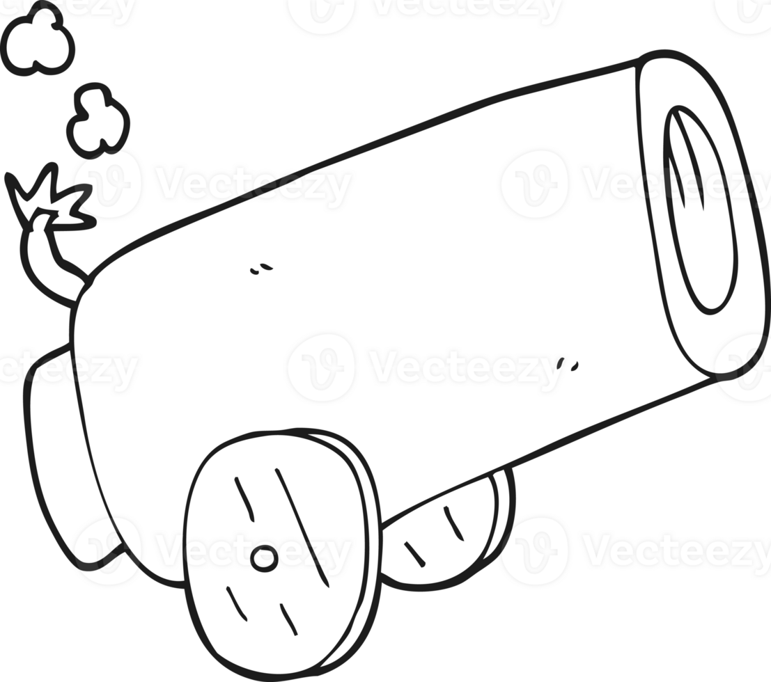 black and white cartoon cannon png