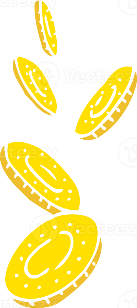 flat color illustration of a cartoon coins png