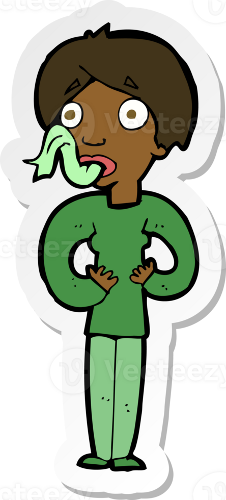 sticker of a cartoon woman sticking out tongue png