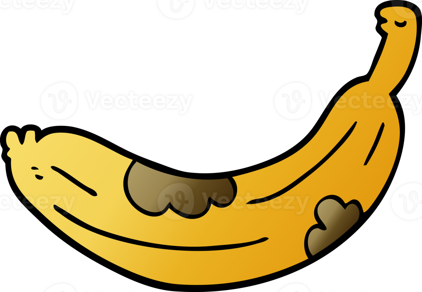 cartoon doodle turning banana png